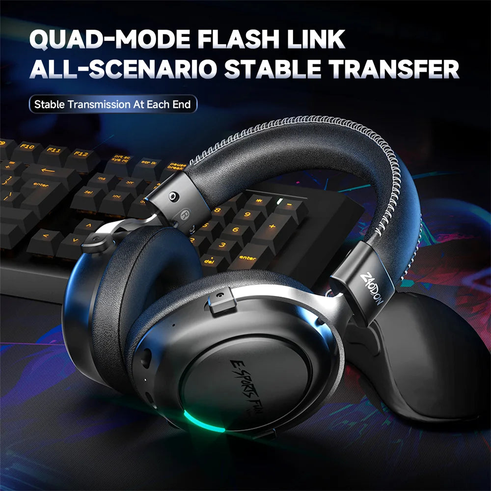 HaaYot Professional Wireless Gaming Bluetooth 6.0 Headset,7.1 Virtual Surround Sound,Low Latency 15ms for PC,PS5,Mobile,Switch