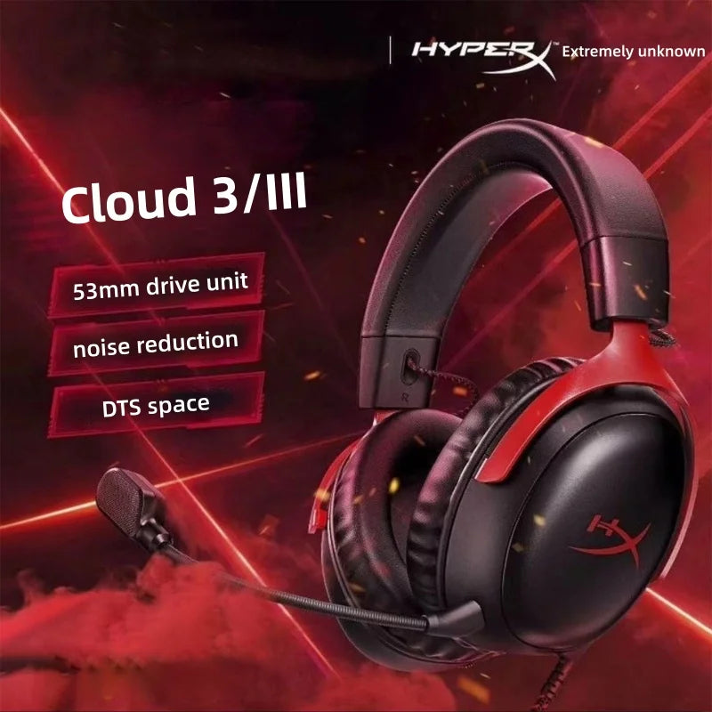 originalHyperX Cloud 3 III Gaming Headset Hi-Fi 7.1 Surround Sound Detachable Microphone With USB sound card For PC PS5 PS4 PS6